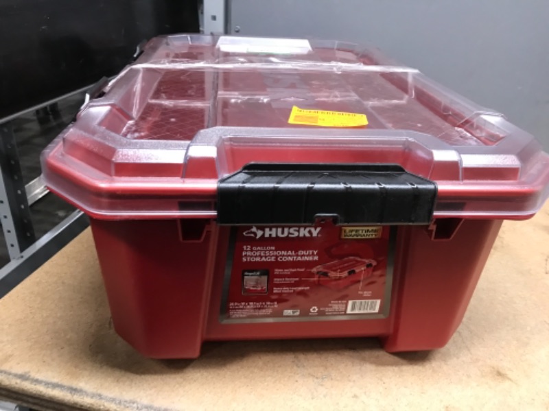 Photo 2 of 12-Gal. Professional Duty Waterproof Storage Container with Hinged Lid in Red
