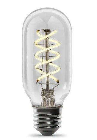 Photo 1 of Feit Electric 40-Watt Equivalent T14 Dimmable Spiral Filament Clear Glass E26 Vintage Edison LED Light Bulb, Warm White pack of 4