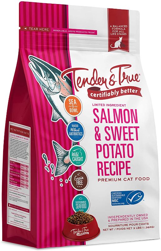 Photo 1 of **NON REFUNDABLE**EXPIRE DATE:05/01/2023 Tender & True Salmon & Sweet Potato Recipe Cat Food, 3lb 2 bags 
