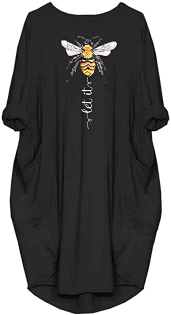 Photo 1 of JiaMa Let it be Long Sleeve Loose Pocket Oversize Tunic Dress with Pockets XL