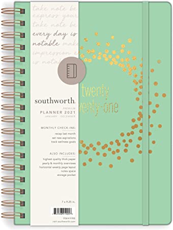 Photo 1 of Southworth 2021 Yearly Planner (January, 2021-December, 2021), Monthly and Yearly Planner, 7” x 9.25”, Mint Copper Burst, Premium 28lb/105gsm Paper, Twin Wire, 82 Sheets/164 Pages (91905)
SET OF 3