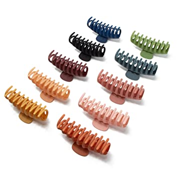 Photo 1 of 10 Pack - 4.3" Large Hair Claw Clips With a Classy Matte Finish. Non-Slip, Firm Grip for All Hair Types(Thick/Thin). Ten Trendy Claw Clip Colors for Women/Girls. Great Gift!
