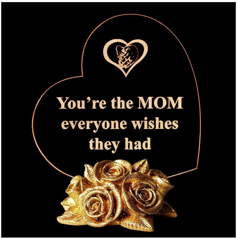 Photo 1 of Giftgarden Sentimental Gift for Mom Mother's Day, 7 Color LED Cake Topper Heart Stuff with Shiny Gold Roses