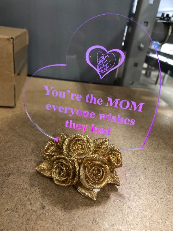 Photo 2 of Giftgarden Sentimental Gift for Mom Mother's Day, 7 Color LED Cake Topper Heart Stuff with Shiny Gold Roses