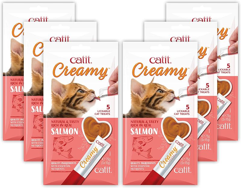 Photo 1 of **BB: 02/25/2023**- NO REFUNDS/RETURNS* -Catit Creamy Lickable Cat Treat, Healthy Cat Treat, Salmon, 30 Pack
