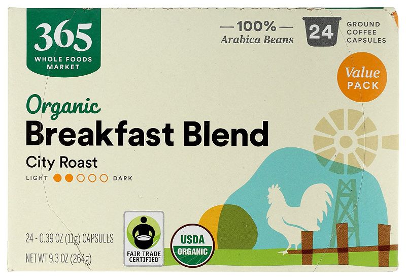 Photo 1 of **NO REFUNDS/RETURNS** BB: 05/28/2022*- 365 by Whole Foods Market, Organic Breakfast Blend Coffee Capsules, 0.39 Ounce (Pack of 24)