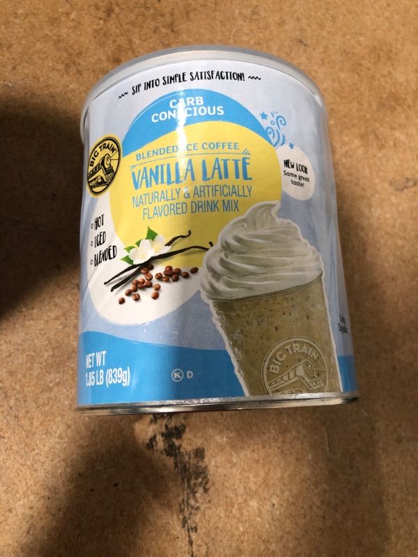 Photo 2 of **NO REFUNDS/RETURNS** BB: 06/2022*-Big Train Low Carb Blended Ice Vanilla Latte Mix, 1.85 lb Can
