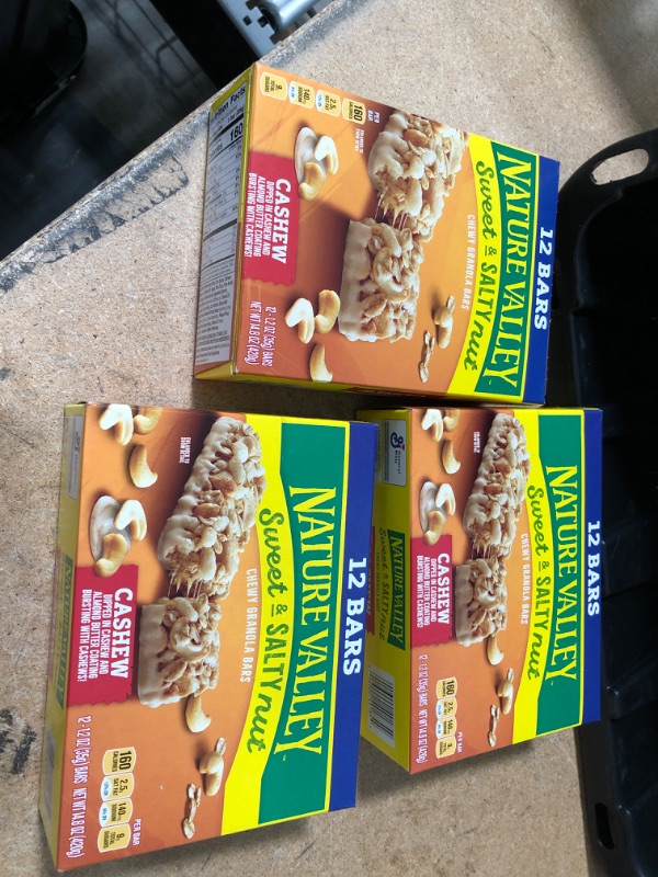 Photo 1 of **NO REFUNDS/RETURNS** BB: 06/20/2022*-three boxes of Nature Valley Granola Bars, Sweet and Salty Nut, Cashew, 1.2 oz, 12 ct
