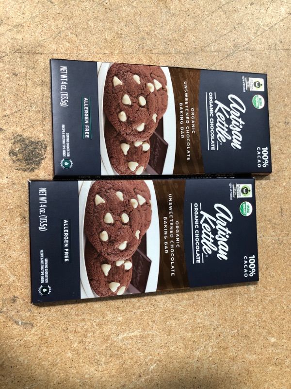 Photo 2 of **NO REFUNDS/RETURNS**- BB: 07/14/2022*-TWO OF Artisan Kettle Organic Unsweetened Chocolate Baking Bar, 4 OZ
