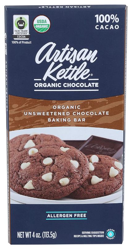 Photo 1 of **NO REFUNDS/RETURNS**- BB: 07/14/2022*-TWO OF Artisan Kettle Organic Unsweetened Chocolate Baking Bar, 4 OZ
