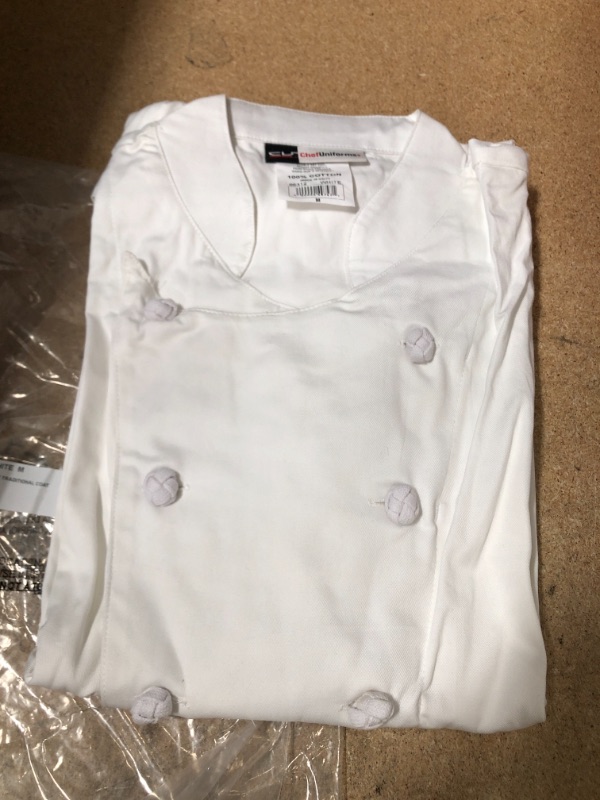 Photo 2 of  CHEF UNIFORM 66312 Short Sleeve Traditional Coat- SIZE MEDIUM 