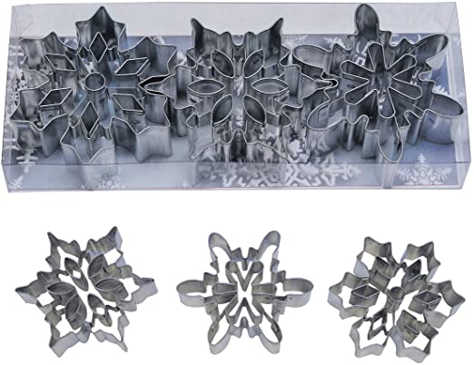 Photo 1 of Christmas Snowflakes Cookie Cutter with Cut Outs Set Of 3