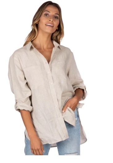 Photo 1 of LUNA OAT OVERSIZED LINEN SHIRT WITH POCKETS XXL