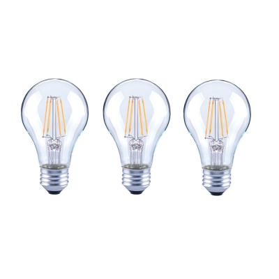 Photo 1 of 4 Packs of EcoSmart 40-Watt Equivalent A19 General Purpose Dimmable Clear Glass Filament Vintage Style LED Light Bulb Soft White 3 Light Bulbs Each Box