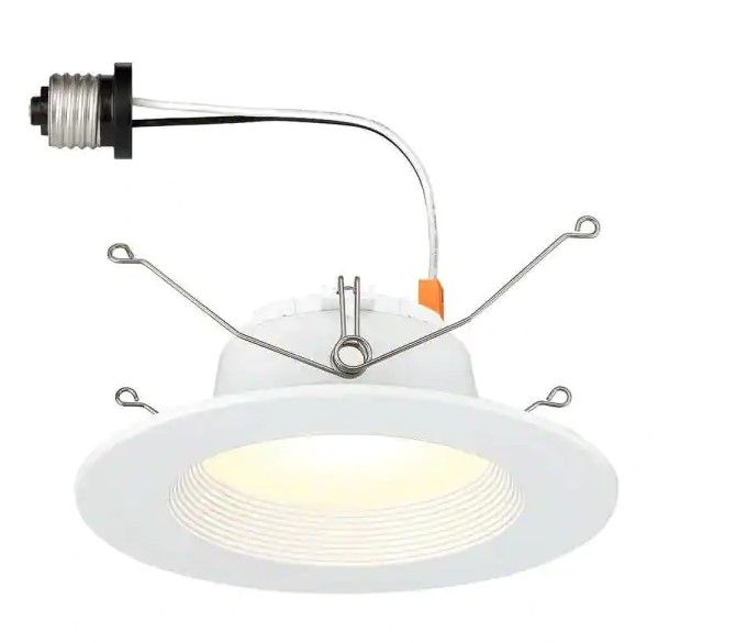 Photo 1 of 5 Packs of 5 in. and 6 in. White 3000K Integrated LED High Lumen Recessed Can Light Trim