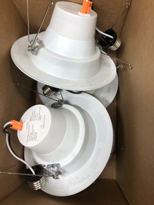 Photo 2 of 5 Packs of 5 in. and 6 in. White 3000K Integrated LED High Lumen Recessed Can Light Trim