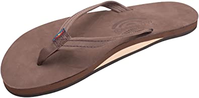 Photo 1 of Rainbow Sandals Women's Single Layer Leather Sandal Narrow Strap, Size 7.5-8.5