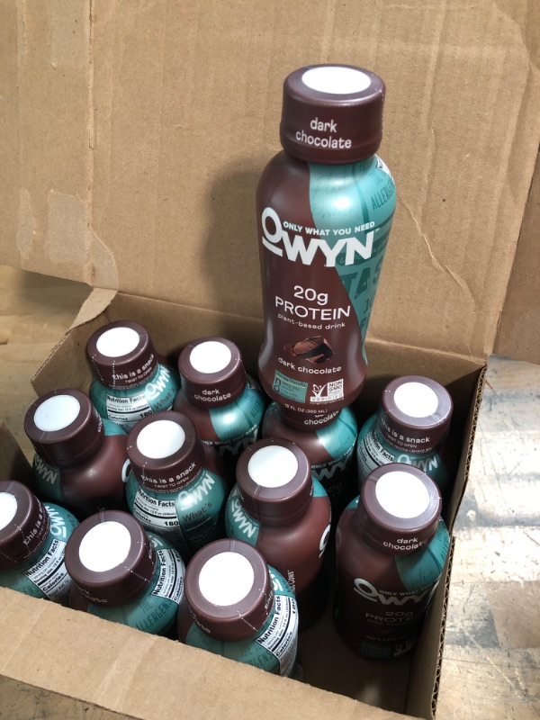 Photo 2 of Best By 23 AUG 2022 OWYN Plant-Based Protein Shake Dark Chocolate 12 Fl Oz Each / Pack of 12 (Non-Refundable)