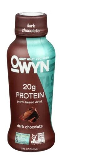 Photo 1 of Best By 23 AUG 2022 OWYN Plant-Based Protein Shake Dark Chocolate 12 Fl Oz Each / Pack of 12 (Non-Refundable)