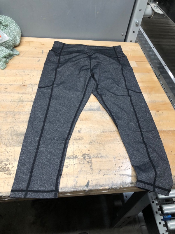 Photo 2 of  Yoga Pants with Pockets for Women Capri Leggings for Women Dark Grey Small