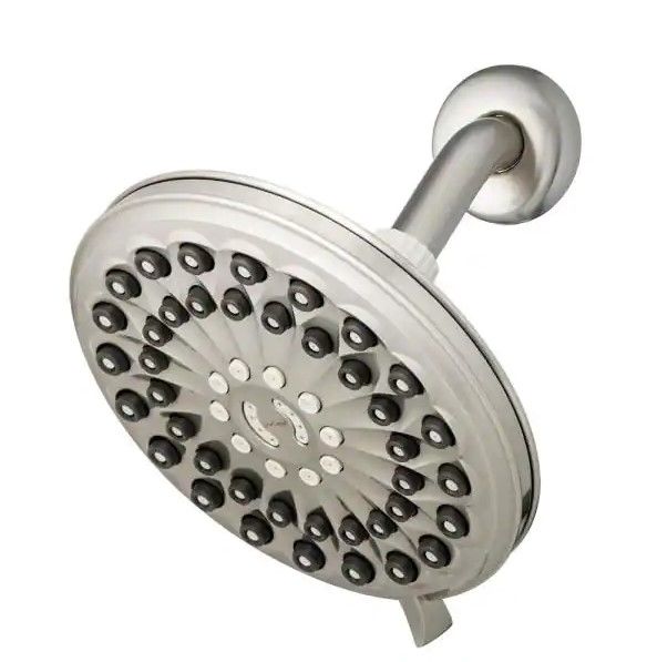 Photo 1 of 
Waterpik
6-Spray Patterns 7 in. Drencher Wall Mount Adjustable Fixed Shower Head in Brushed Nickel