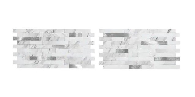 Photo 1 of 
Aspect
Collage 11.75 in. x 12 in. Metal and Composite Peel and Stick Backsplash in Marble Shine - 2 PACK