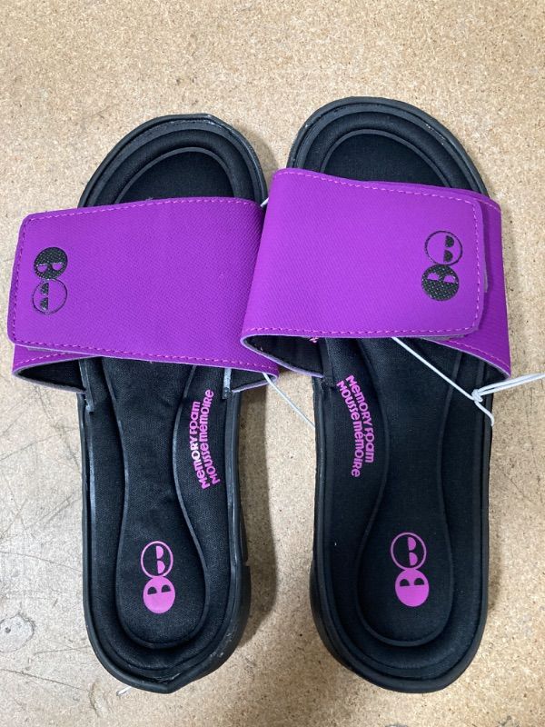 Photo 1 of Black and White Men's Memory Foam Slide Sandal Purple 8