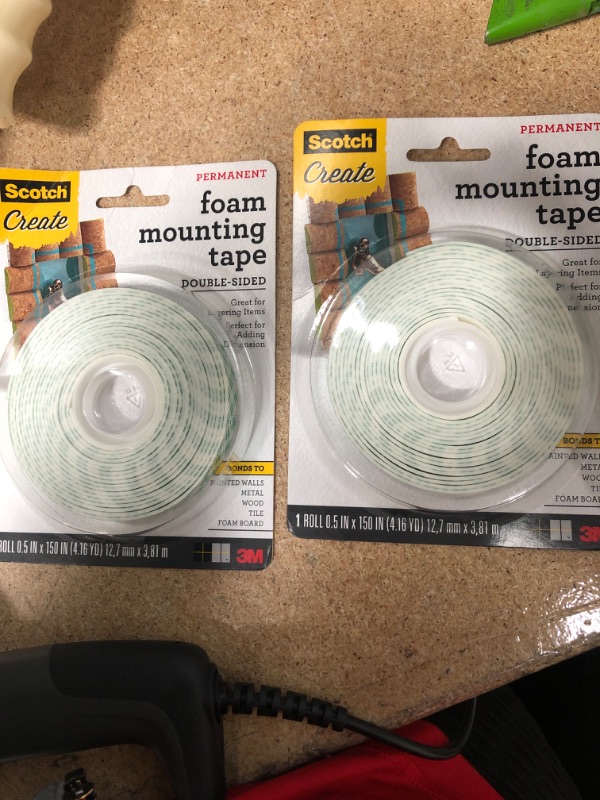 Photo 2 of  2 Scotch Foam Mounting Tape, 1/2-in x 150-in, White, 1-Roll