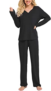 Photo 1 of Chomoleza Womens Pajamas Set Short/Long Sleeve Pullover Sweatshirt and Drawstring Sweatpants 2 Piece Sport Outfits Sets small