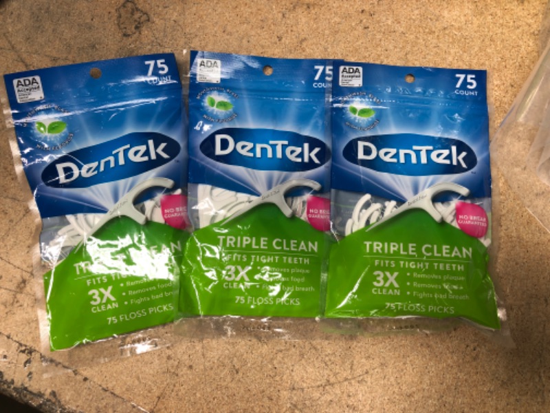 Photo 1 of 10PACK OF Dentek Triple Clean Floss Picks - 75 Ct
