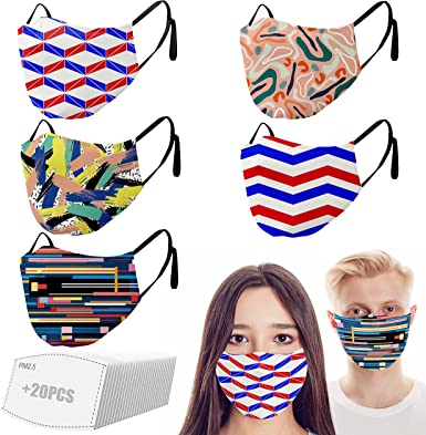 Photo 1 of 2pcks of  5PCS Cloth Face Covering with Adjustable Elastic Ear Loops,Reusable & Washable,Back to School Supplies
