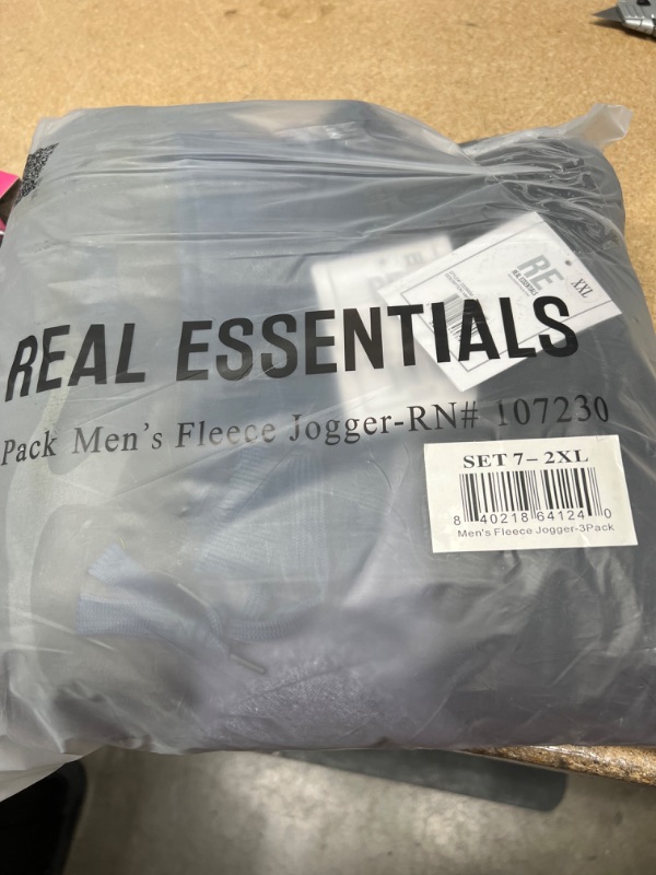 Photo 2 of Real Essentials 3 Pack: Men's Tech Fleece Active Athletic Casual Jogger Sweatpants with Pockets
SIZE 2XL