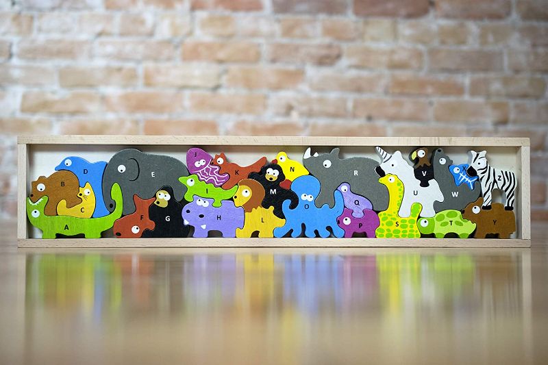 Photo 1 of BeginAgain Animal Parade A to Z Puzzle and Playset - Educational Wooden Alphabet Puzzle - 2 and Up
