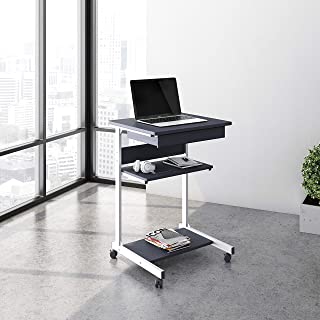 Photo 1 of Rolling Laptop Cart with Storage Black - Techni Mobili