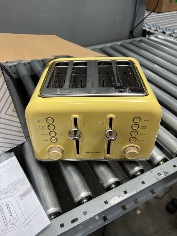 Photo 3 of Buydeem DT640 4-Slice Toaster Extra Wide Slots-Yellow
