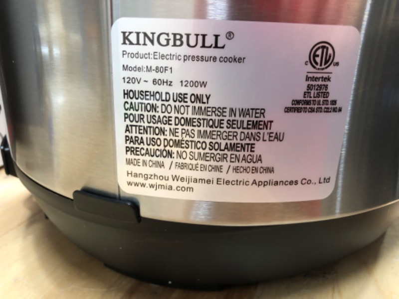 Photo 4 of *DAMAGE* KINGBULL 8 Quart 12-in-1 SS Electric Pressure Cooker, Multi-Use Slow Cooker, Rice Cooker, Steamer, Sauté, Yogurt Maker, Warmer &Delay Start,LED Screen& Manual,Silver 8 Quart LED