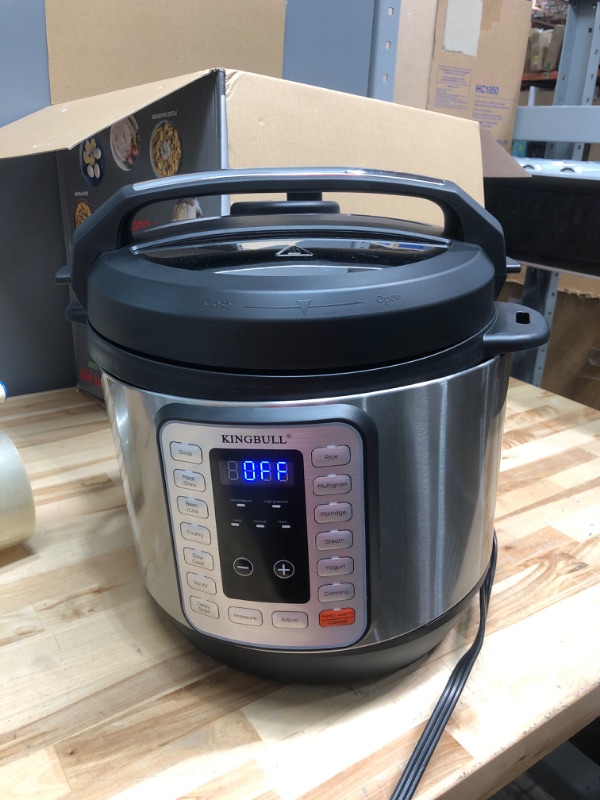 Photo 2 of *DAMAGE* KINGBULL 8 Quart 12-in-1 SS Electric Pressure Cooker, Multi-Use Slow Cooker, Rice Cooker, Steamer, Sauté, Yogurt Maker, Warmer &Delay Start,LED Screen& Manual,Silver 8 Quart LED