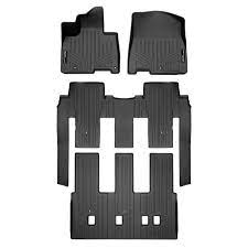 Photo 1 of SMARTLINER Custom Fit Black 3 Row Floor Mat Liner Set Compatible with 2022-2023 Kia Carnival MPV (Only Fits 8 Passenger Models. Fits LX w/seat Package, EX and SX. Does NOT fit Prestige Models)