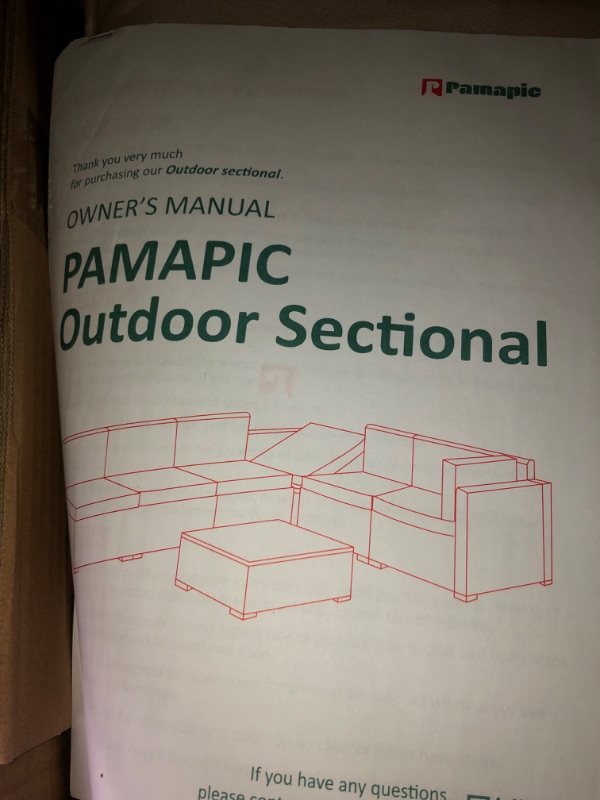 Photo 3 of *INCOMPLETE// BOX 1/3** Pamapic Patio Furniture Set, 7 Pieces Modular Outdoor Sectional, Brown Rattan(Beige Cushions) & 5 Pieces Wicker Patio Furniture Set Outdoor Patio Chairs with Ottomans Conversation Furniture(Beige)