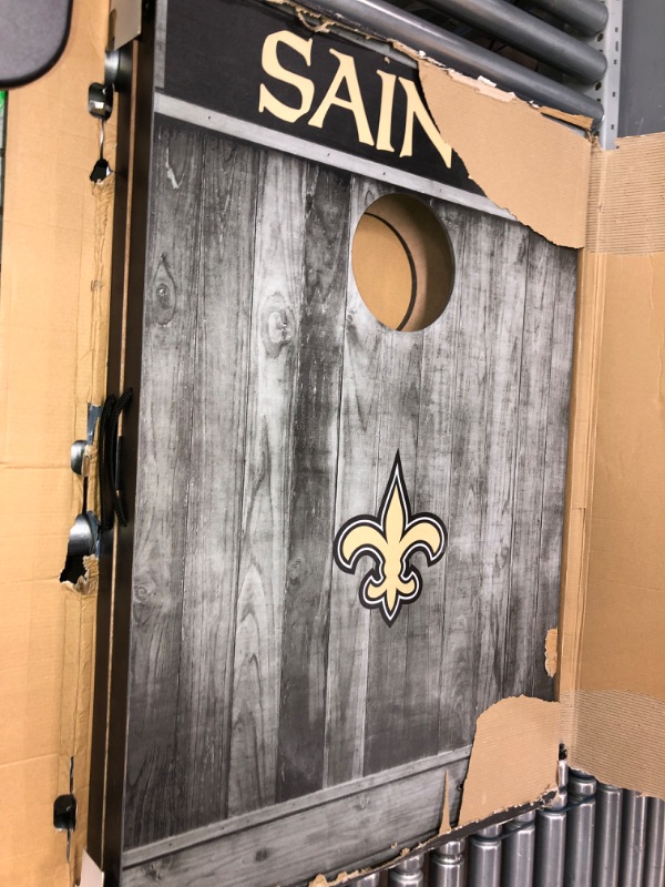 Photo 2 of *ONE PIECE HAS 2 LEGS BROKEN** Wild Sports 2'x3' MDF Wood NFL Cornhole Set New Orleans Saints