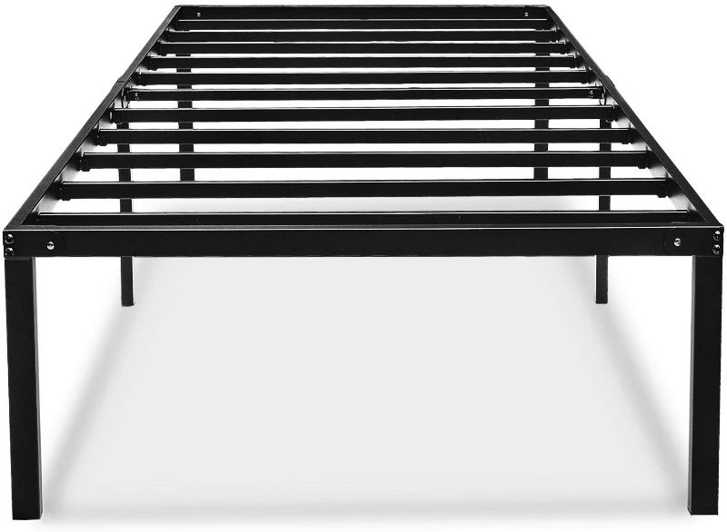 Photo 1 of 18 Inch Metal Platform Twin Bed Frame with Storage Metal Bedframe No Box Spring Needed for Kids Tall Heavy Duty
