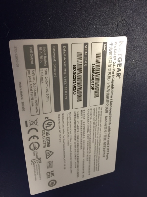 Photo 2 of NETGEAR 26-Port PoE Gigabit Ethernet Smart Switch (GS724TP) - Managed, 24 x 1G, 24 x PoE+ @ 190W, 2 x 1G SFP, Optional Insight Cloud Managemen