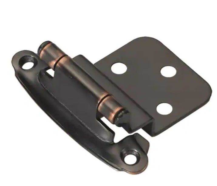 Photo 1 of 3/8 in. Oil Rubbed Bronze Highlighted Inset Surface Face Frame Self-Close Hinge (10-Pack)