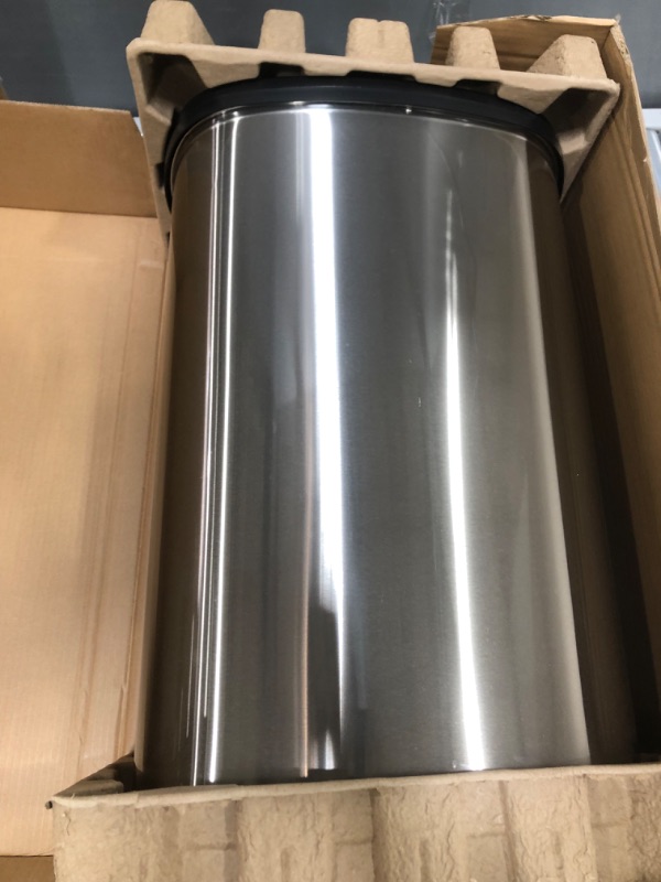 Photo 3 of NINESTARS DZT-50-13R Automatic Touchless Infrared Motion Sensor Trash Can/Recycler, 13 Gal 50L, Stainless Steel Base (Oval, Black/Silver Lid)
