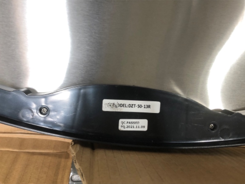 Photo 2 of NINESTARS DZT-50-13R Automatic Touchless Infrared Motion Sensor Trash Can/Recycler, 13 Gal 50L, Stainless Steel Base (Oval, Black/Silver Lid)
