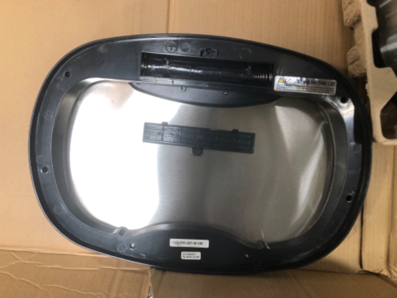 Photo 4 of NINESTARS DZT-50-13R Automatic Touchless Infrared Motion Sensor Trash Can/Recycler, 13 Gal 50L, Stainless Steel Base (Oval, Black/Silver Lid)
