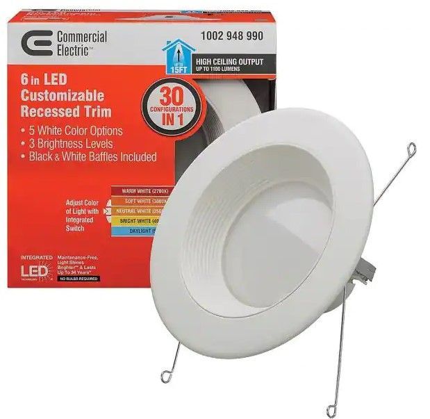 Photo 1 of 6 in. Selectable Integrated LED Recessed Trim Downlight 30 Configurations in 1 Fixture High Ceiling Output T20 Compliant
