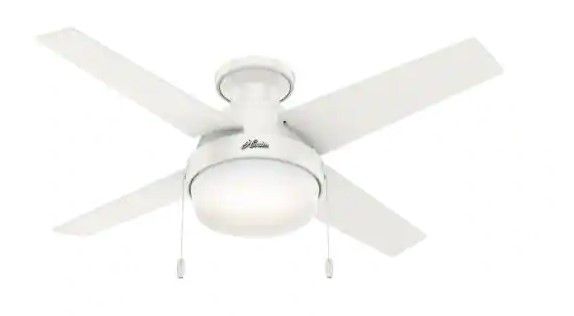 Photo 1 of (MISSING GLASS SHELL) 
Hunter Ristrello 44 in. LED Low Profile Indoor Fresh White Ceiling Fan with Light Kit