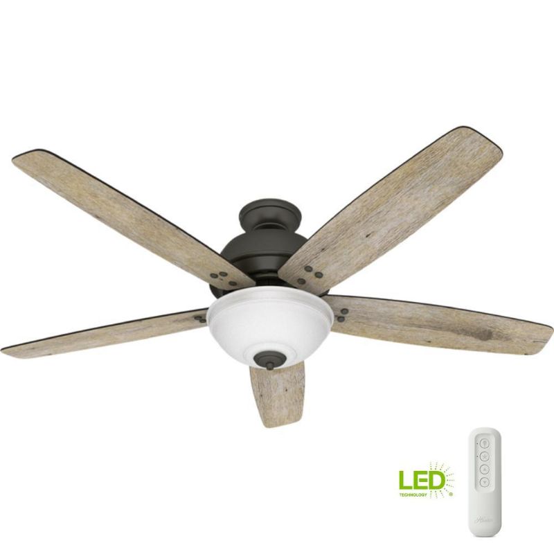 Photo 1 of (WRONG BLADES INCLUDED) 
Hunter Reveille 60 in. LED Indoor Noble Bronze Ceiling Fan with Light and Remote
