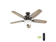 Photo 1 of (CRACKED GLASS SHELL)
Channing 54 in. LED Indoor Easy Install Noble Bronze Ceiling Fan with HunterExpress Feature Set and Remote
